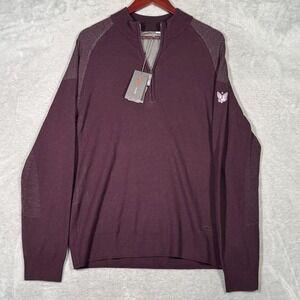 KJUS Sweater Mens L Purple Merino Wool Kulm Half Zip Golf Pullover Nightshade